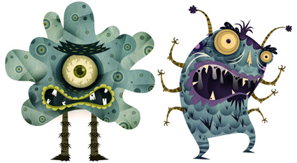 עיצוב דמויות הוירוסים של אלברטו סריטנו